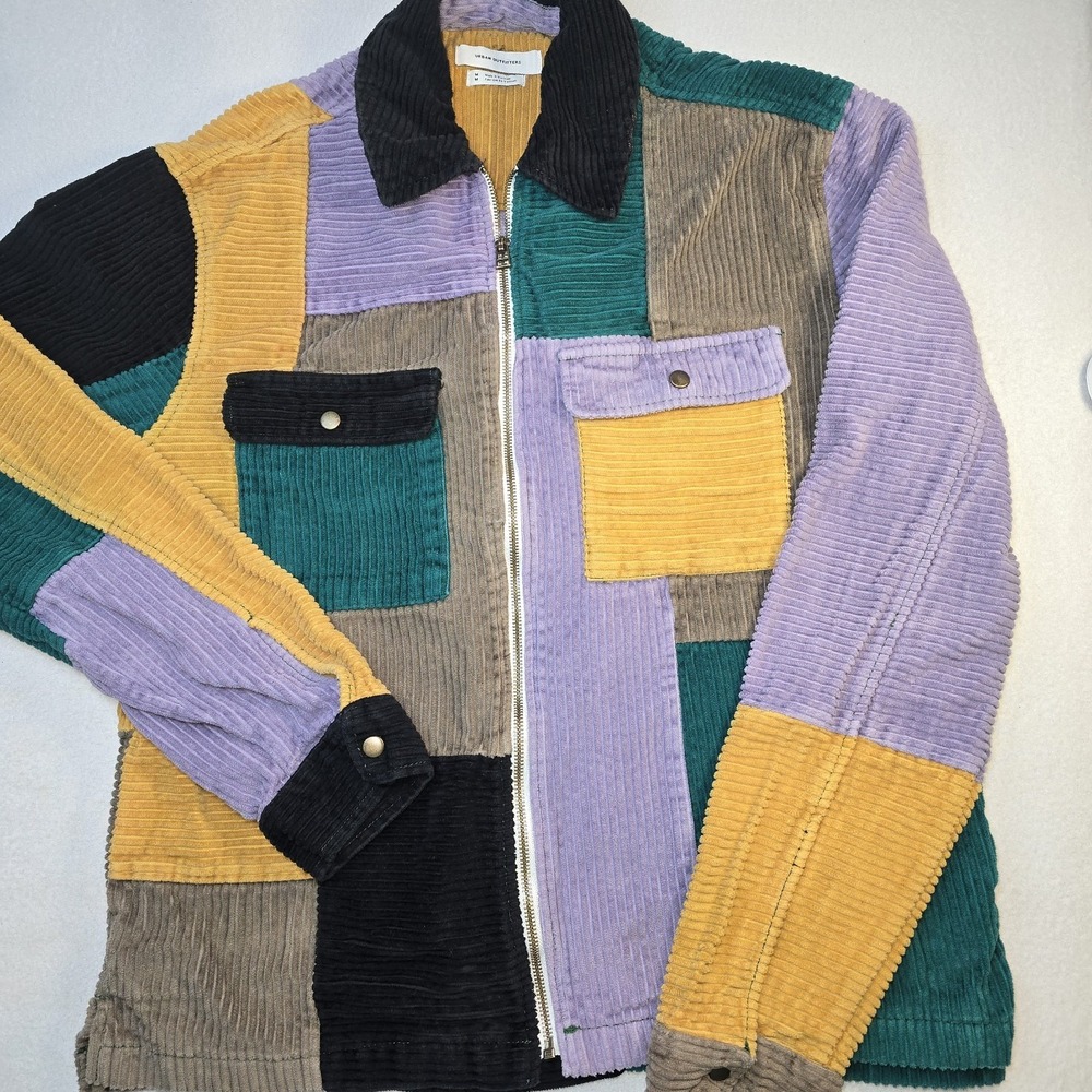 Urban Outfitters Patchwork Corduroy Jacket Medium M Colorblock Grandpacore Retro - Picture 3 of 16